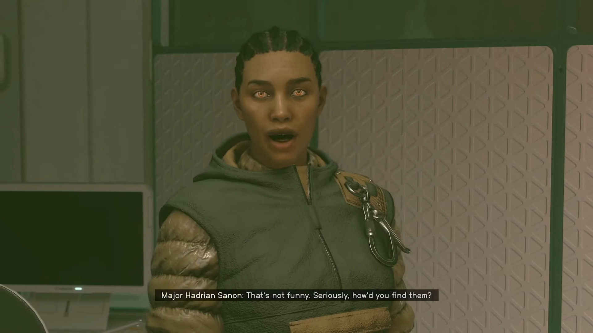 Hadrian (Cynthia Kaye McWilliams) é revelado como um clone de troca de gênero em Starfield (2023), Bethesda Game Studios