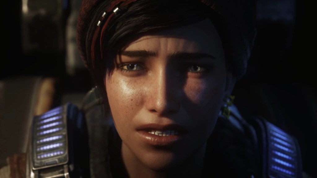 Kait (Laura Bailey) awakes from a nightmare in Gears 5 (2019), Microsoft