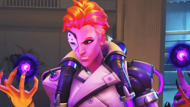 Moira (Genevieve O'Reilly) is unnerved by a change in her powers in Overwatch 2 (2022), Activision Blizzard