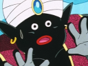 Mr. Popo (Toku Nishio) is surprised by Goten (Masako Nozawa) and Trunks' (Takeshi Kusao) Super Saiyan tantrum in Dragon Ball Z Episode 242 "Gohan is Revived — Kaiōshin's Secret Weapon?!" (1994), Toei Animation