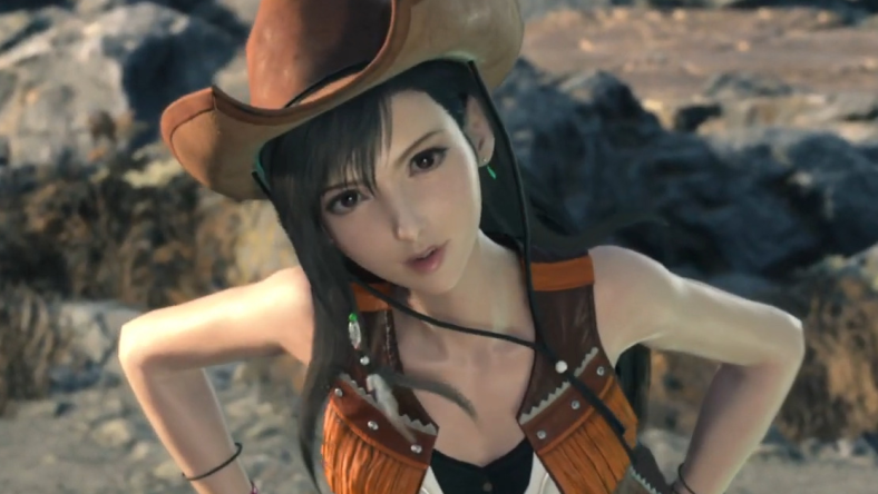 Tifa (Ayumi Ito) teases Cloud (Takahiro Sakurai) in Final Fantasy VII Rebirth (2023), Square Enix