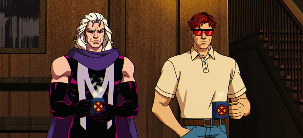 Cyclops (Ray Chase) welcomes Magneto (Matthew Waterson) to the team in X-Men '97 Season 1 Episode 2 'Mutant Liberation Begins' (2024), Disney Plus