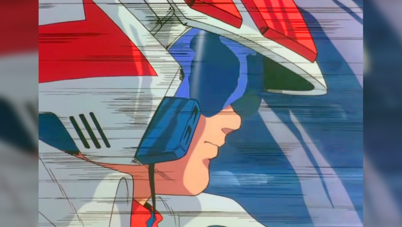 Hikaru Ichijyo (Arihiro Hase) prepares for takeoff in the intro to Super Dimension Fortress Macross (1982), Big West