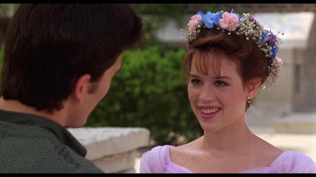 Sam (Molly Ringwald) is on the receiving end of Jake's (Michael Schoeffling) love confession in Sixteen Candles (1984), Universal Pictures