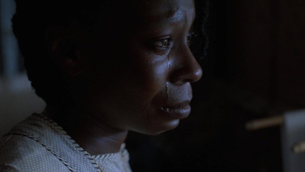 Celie Johnson (Whoopi Goldberg) sheds a tear in The Color Purple (1985), Warner Bros. Pictures