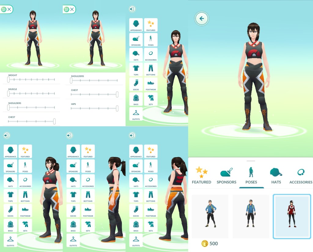 An attempt to re-create the original default female avatar's physique, wearing most of the Pikachu Libre outfit, and with the default female pose in Pokémon GO (2016), Niantic