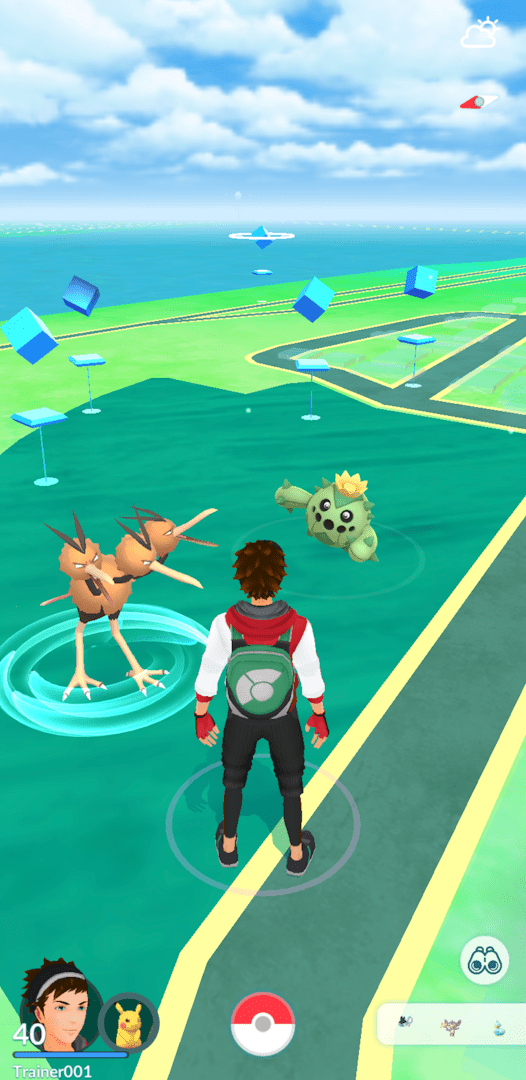 A trainer comes across a Dodrio and Cacnea in Pokémon GO (2016), Niantic