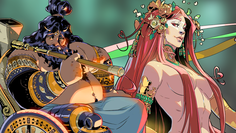 Hephaestus (TBA) and Aphrodite (Courtney Vineys) remind players that it's okay to like sexy characters as long as they're not from a piece of Asian media in Hades II (2025), Supergiant Games