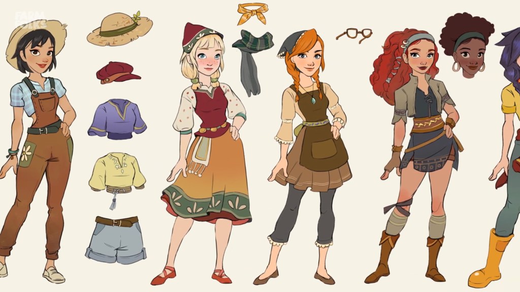 A reference sheet for a number of female NPCs featured in Farm Folks (TBA), Crytivo