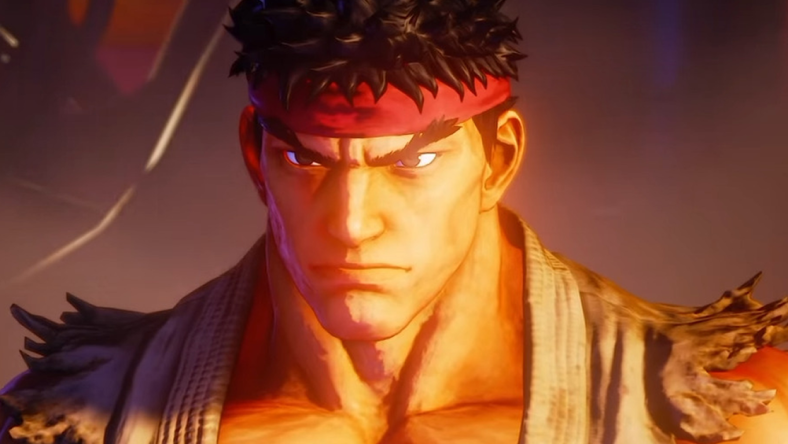 Ryu (Hiroki Takahashi) stands victorious over M. Bison (Norio Wakamoto) in Street Fighter V (2016), Capcom