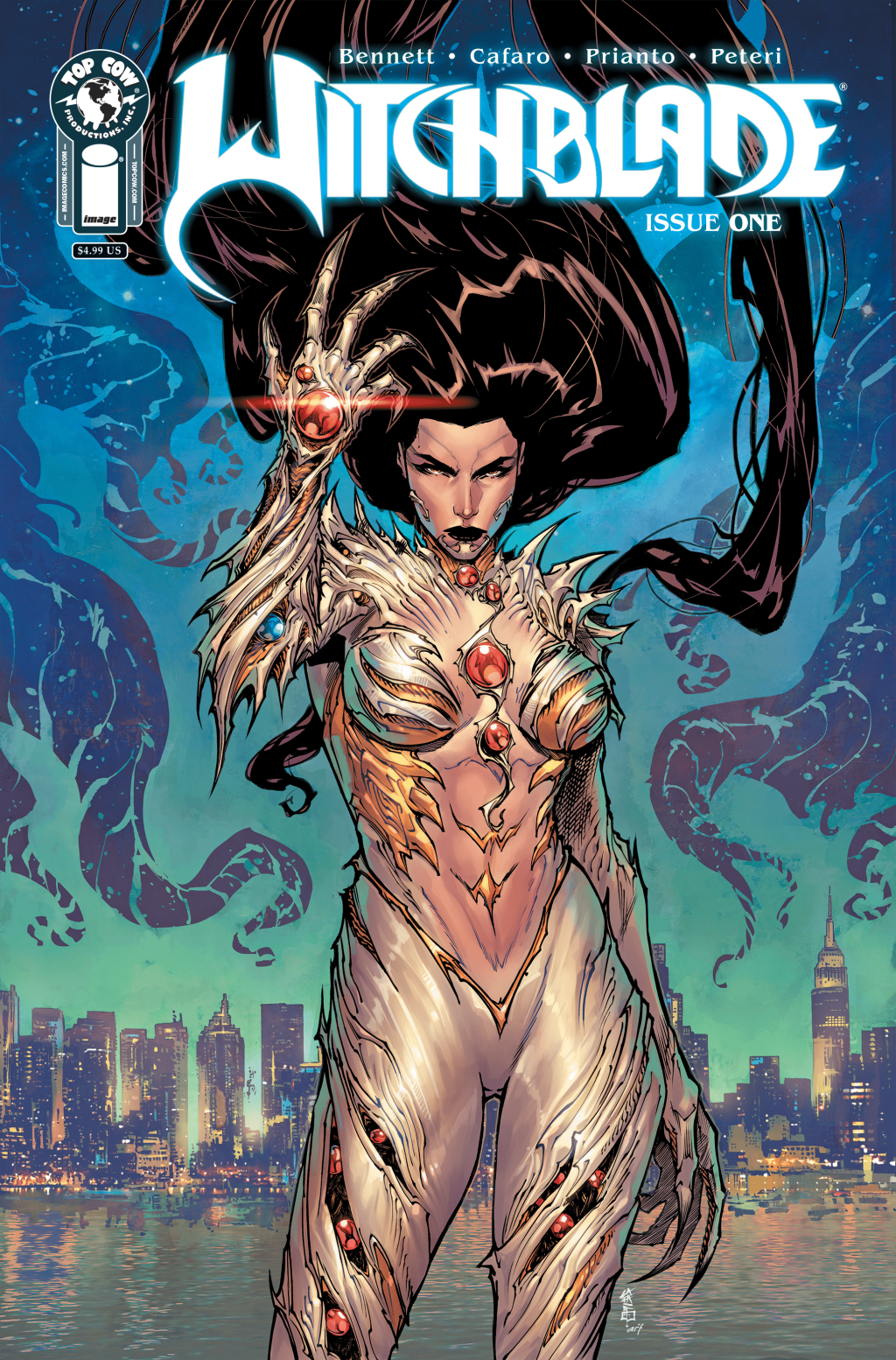 Sara Pezzini makes her return on Giuseppe Cafaro and Arif Prianto's variant cover to Witchblade Vol. 3 #1 (2024), Top Cow