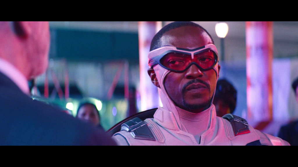 Sam Wilson (Anthony Mackie) calls on the American government to "do better" in The Falcon and the Winter Soldier Season 1 Episode 8 "One World, One People" (2023), Marvel Entertainment