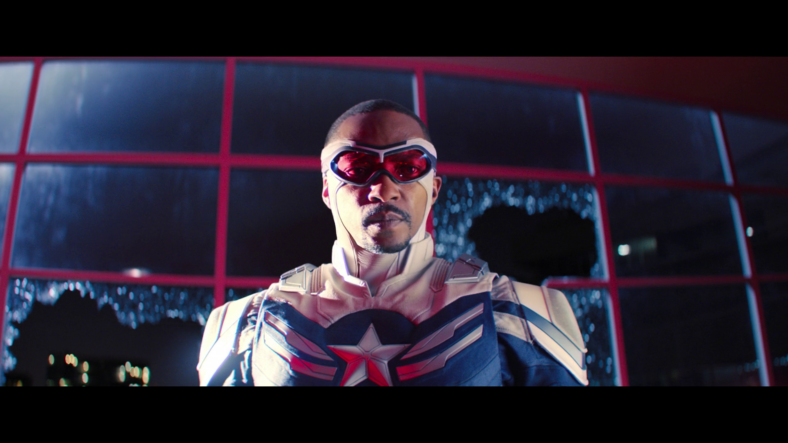 Sam Wilson (Anthony Mackie) makes one last desperate play to stop The Flag Smashers in The Falcon and the Winter Soldier Season 1 Episode 6 "One World, One People" (2023), Marvel Entertainment
