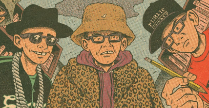 Ed Piskor rocks his best 90s outfits in his author self-portrait, as featured in Hip-Hop Family Tree Book : 1975-1981 (2013), Fantagraphics