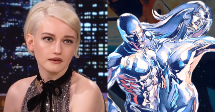 Julia Garner recalls her time on Ozark during an appearance on The Tonight Show Starring Jimmy Fallon (2022), NBC / The Silver Surfers return to Earth on Alex Ross' cover to Earth X Vol. 1 #12 "Earth X, Chapter 12" (2000), Marvel Comics
