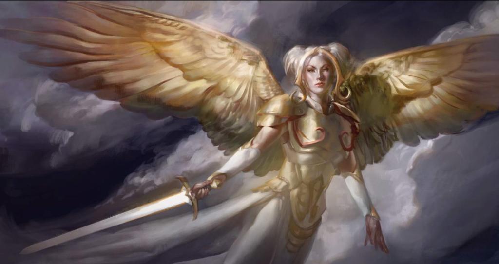 Archangel of Tithes via Card #ORI-4 Magic: The Gathering - The List, Wizards of the Coast. Art by Cynthia Sheppard.
