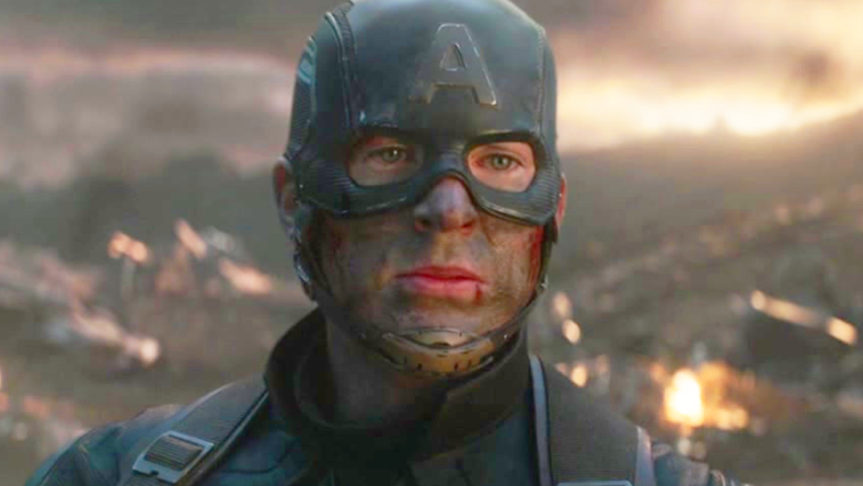 Captain America (Chris Evans) watches on as Thanos (Josh Brolin) and his forces crumble to dust in Avengers: Endgame (2019), Marvel Studios