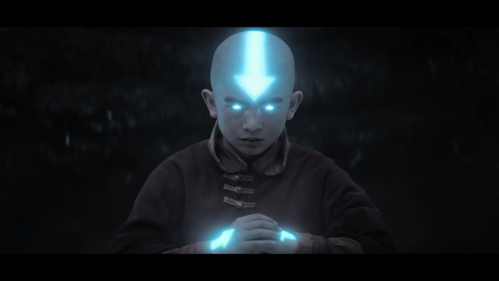Aang (Gordon Cormier taps into his Avatar state in Avatar: The Last Airbender Season 1 Episode 8 Legends (2024), Netflix