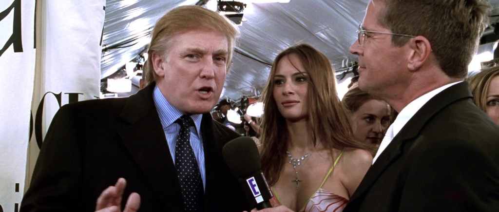 Donald Trump holds Derek Zoolander (Ben Stiller) in high esteem in Zoolander (2001), Paramount Pictures
