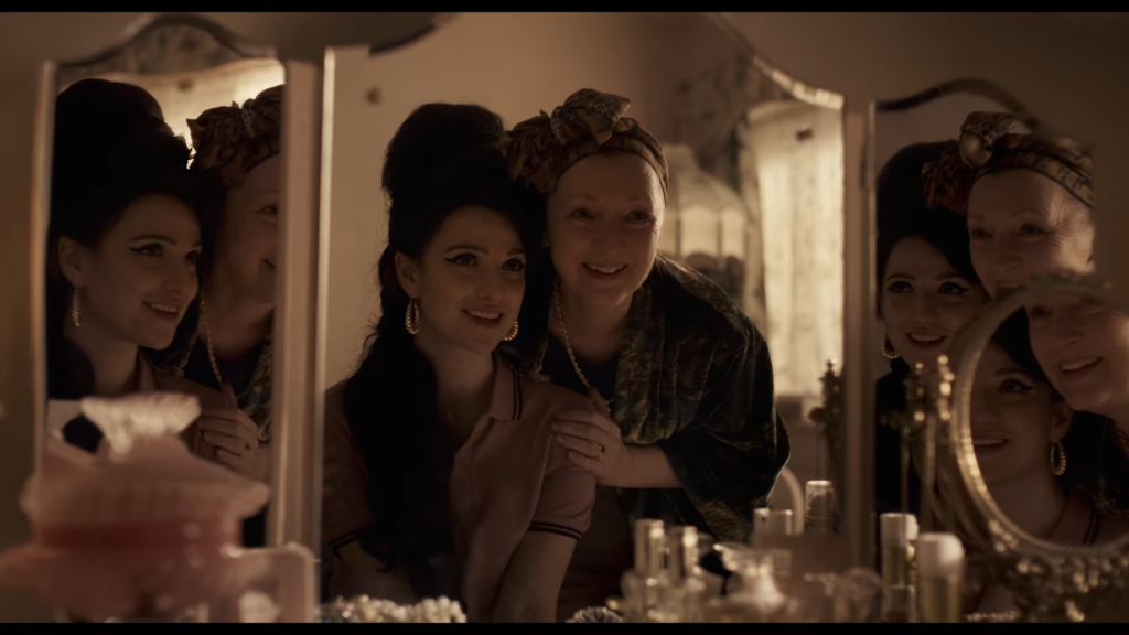 Marisa Abela as Amy Winehouse and Lesley Manville as Cynthia Winehouse in Back to Black (2024), Studio Canal