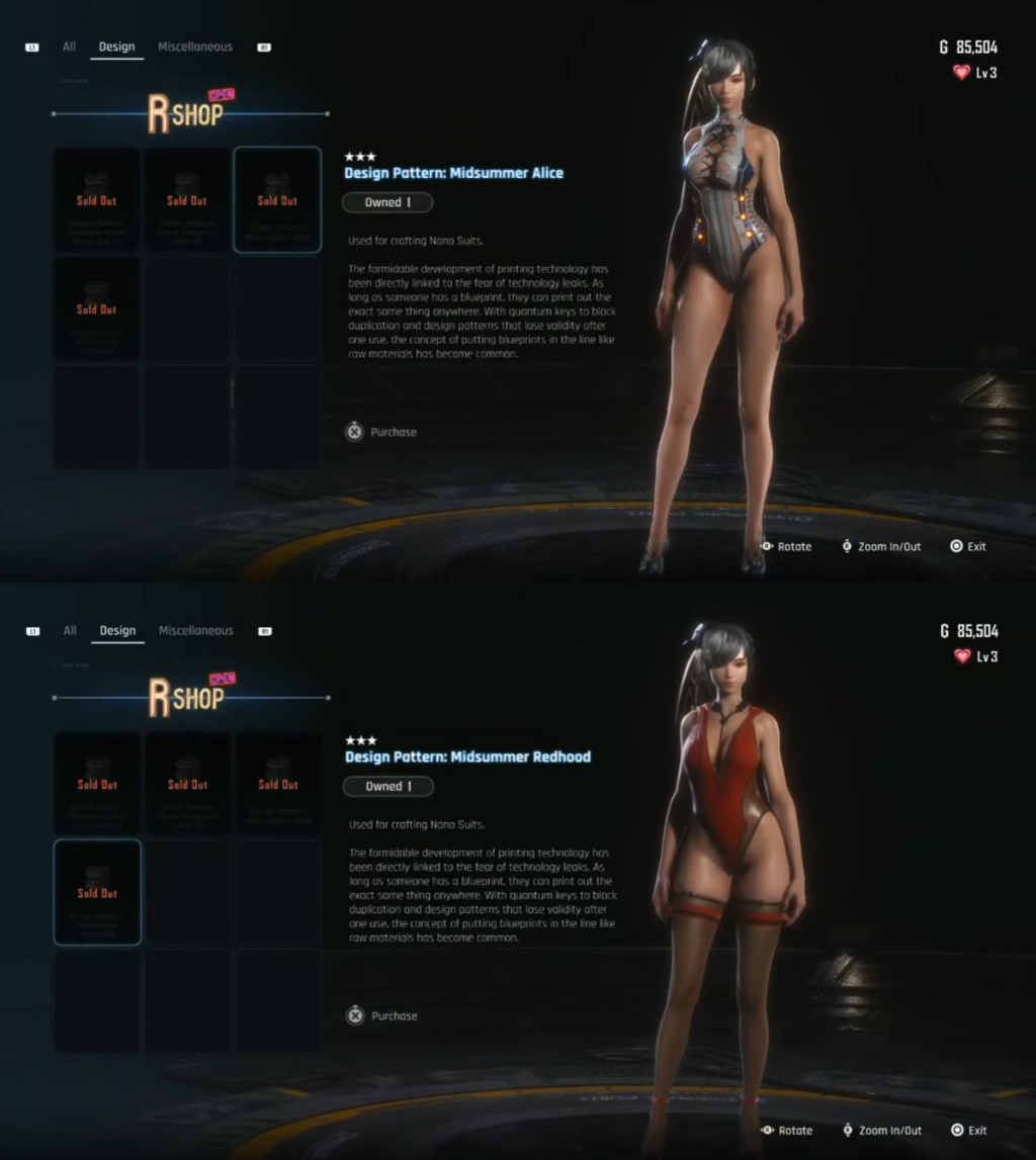 Eve (Rebecca Hanssen) tries on her new, uncensored outfits in Stellar Blade (2024), Sony Interactive Entertainment