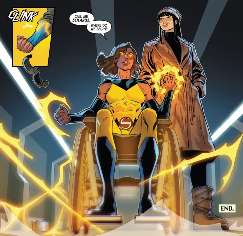 Mallory Gibbs reimagines the Sentry's identity in Sentry Vol. 4 #3 "Legacy: Part III" (2024), Marvel Comics. Words by Jason Loo, art by Luigi Zagaria, Arthur Hesli, and Joe Caramgna.