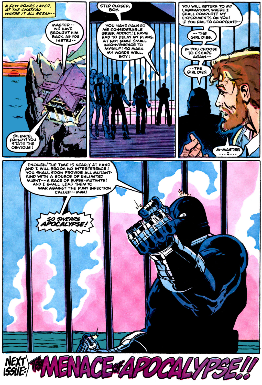Apocalypse makes his comic book debut in X-Factor Vol. 1 #5 "Tapped Out" (1986), Marvel Comics. Words by Bob Layton, art by Jackson Guice, Josef Rubinstein, Petra Scotese, and Joe Rosen.