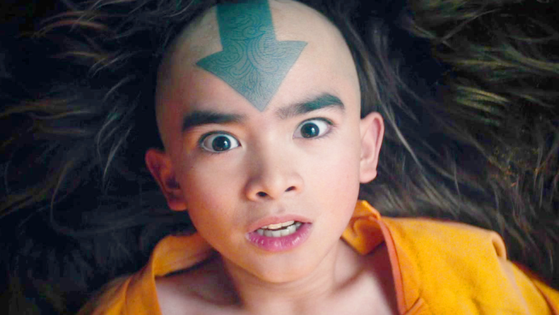 Aang (Gordon Cormier awakens from the ice in Avatar: The Last Airbender Season 1 Episode 1 "Aang" (2024), Netflix