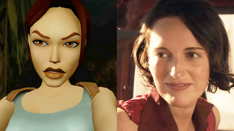 Lara Croft (Judith Gibbons) takes aim at Tony (Peter Kelamis) in in Tomb Raider III: Adventures of Lara Croft Remastered (2023), Crystal Dynamics / Helena (Phoebe Waller-Bridge) dismisses Indy's (Harrison Ford) adventuring advice in Indiana Jones and the Dial of Destiny (2023), Lucasfilm