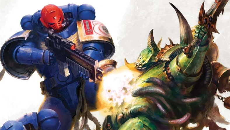 An Ultramarine Sergeant stomps out a Xeno for the glory of the God-Emperor on Games Workshop's variant cover to Warhammer 40,000: Marneus Calgar Vol. 1 #3 (2020), Marvel Comics