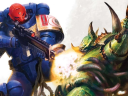 An Ultramarine Sergeant stomps out a Xeno for the glory of the God-Emperor on Games Workshop's variant cover to Warhammer 40,000: Marneus Calgar Vol. 1 #3 (2020), Marvel Comics