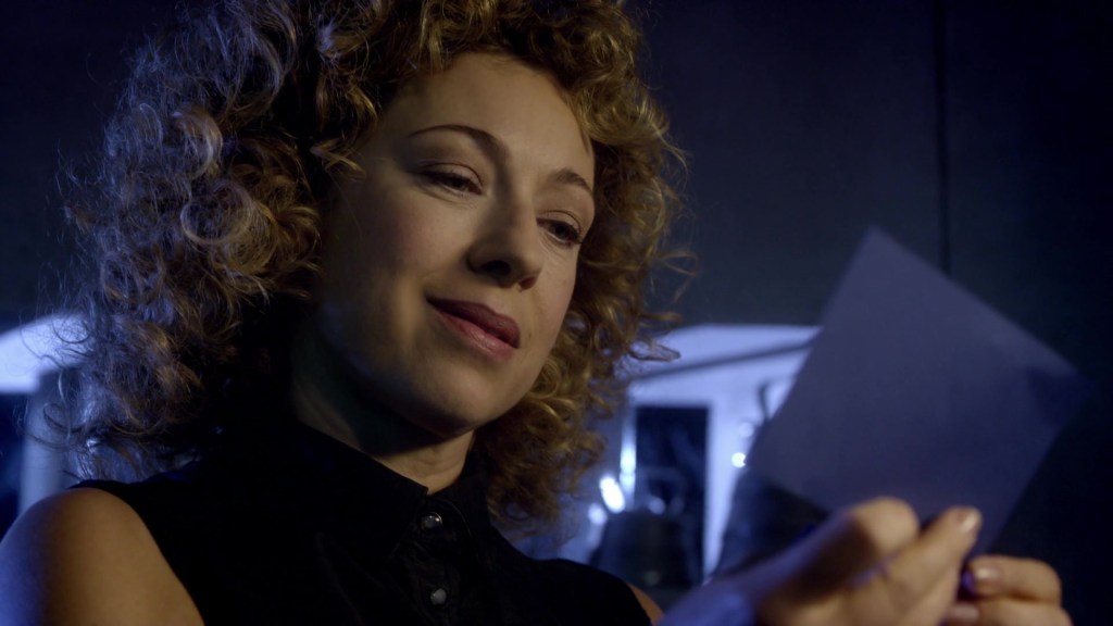 River Song (Alex Kingston) receives a letter from The Doctor (Matt Smith) in Doctor Who Series 6 Episode 1 "The Impossible Astronaut" (2015), BBC