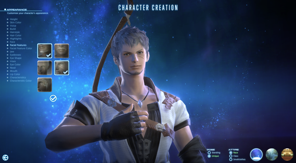 A Midlander Hyur being adjusted in character creation in Final Fantasy XIV: A Realm Reborn (2013), Square Enix