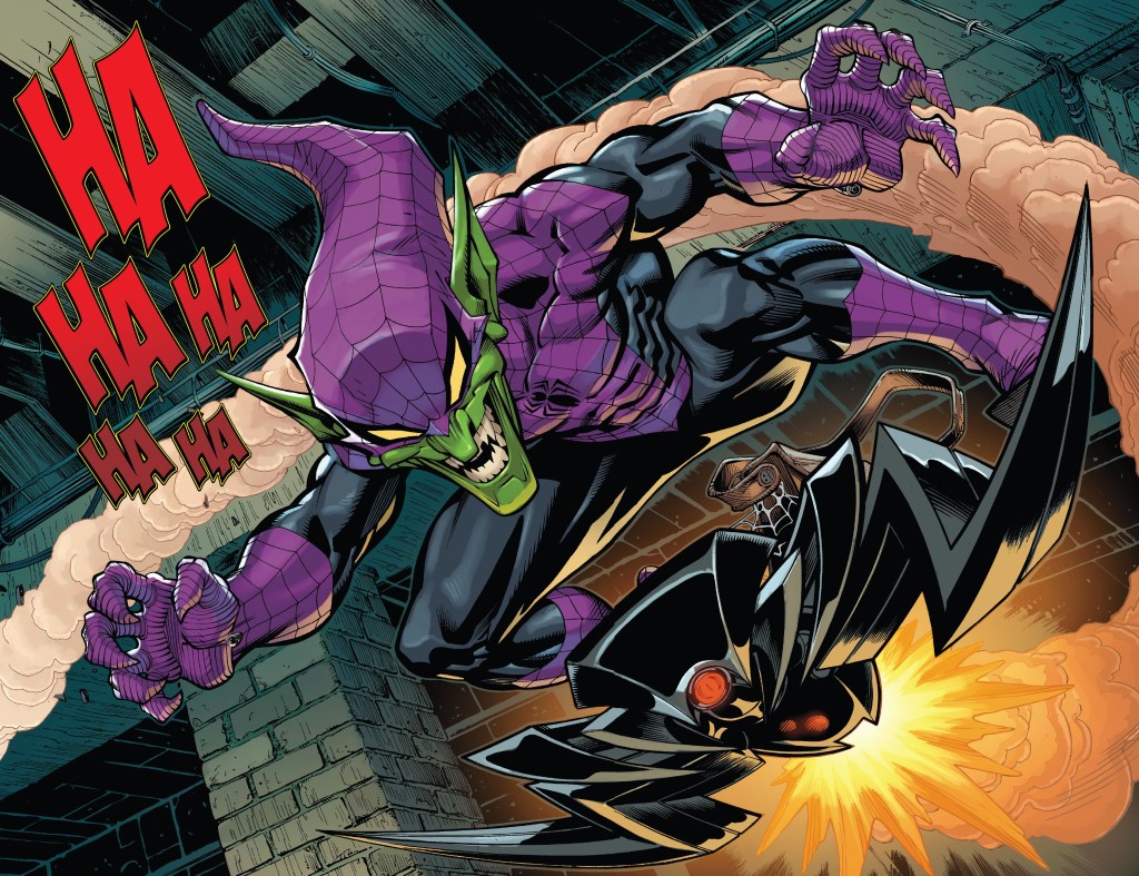 Peter is consumed by his inner-Goblin in Amazing Spider-Man Vol. 6 #51 (2024), Marvel Comics. Words by Zeb Wells, art by Ed McGuinness, Mark Farmer, Todd Nauck, Cliff Rathburn, Wade Von Grawbadger, Marcio Menyz, Erick Arciniega, Bryan Valenza, and Joe Caramagna.