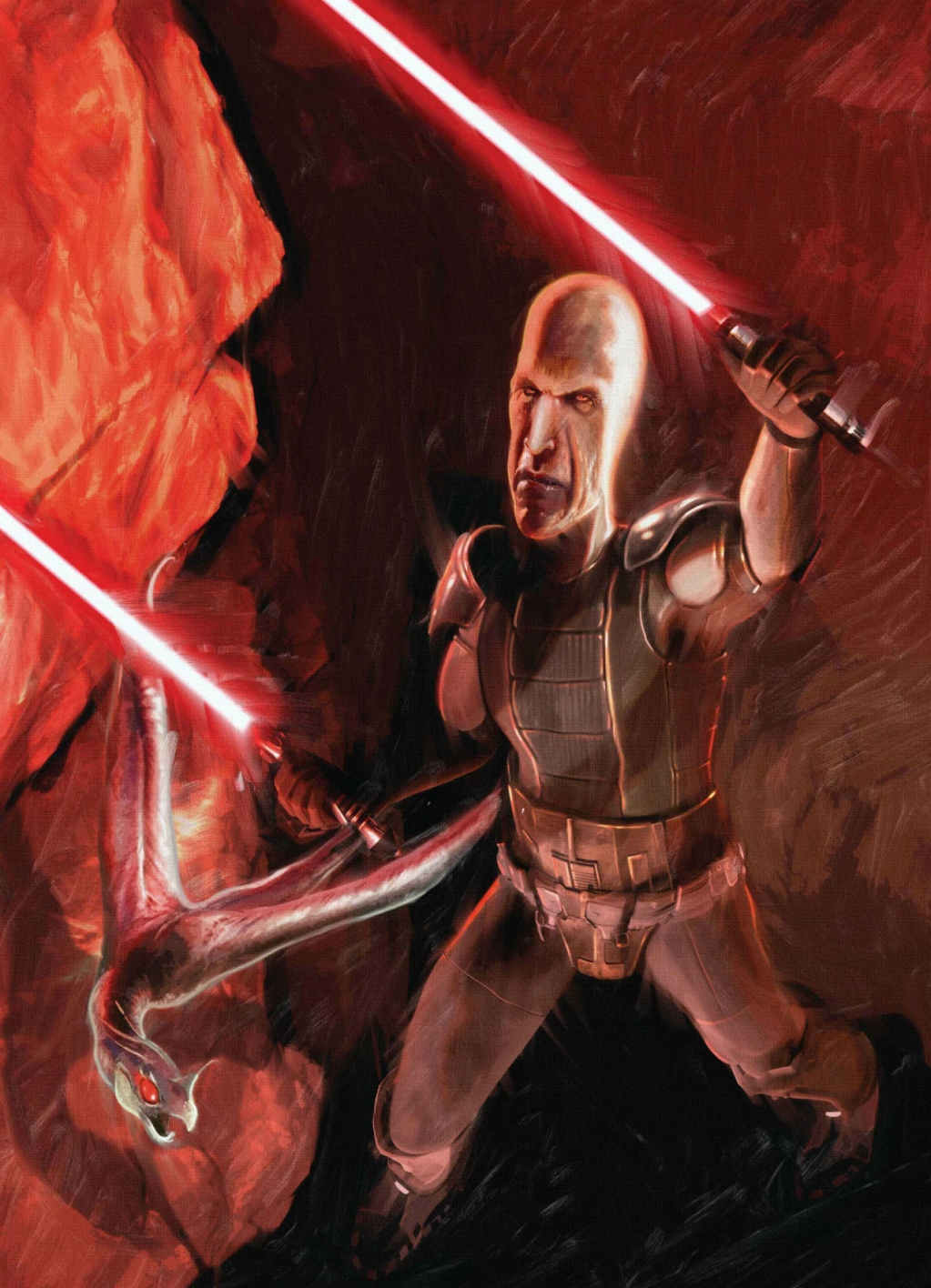 Darth Plagueis seeks to put an end to Darth Tenebrous in Brian Rood's illustration for  Star Wars Insider #131 'The Tenebrous Way' (2011), Titan Magazines