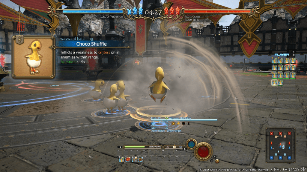 A swarm of Wayward Hatchlings use their Special Action during Lord of Verminion in Final Fantasy XIV: Heavensward (2015), Square Enix