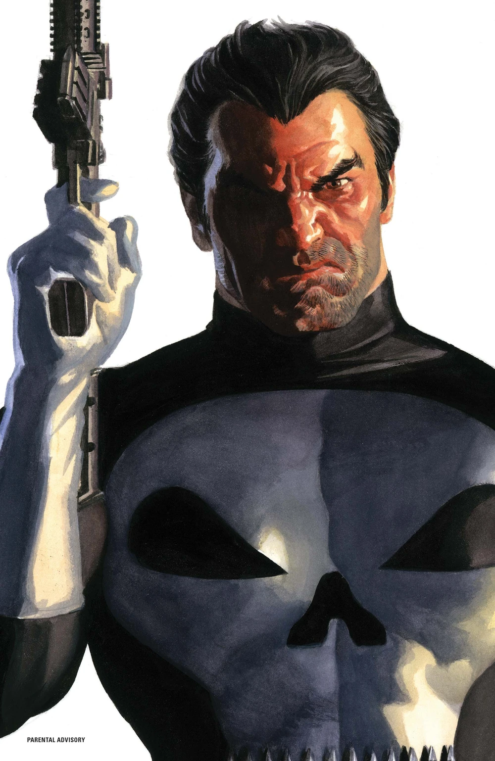 Frank Castle is locked and loaded on Alex Ross' Timeless variant cover to Punisher Vol. 13 #1 "The King of Killers - Book One, Chapter One: The Blessings of War" (2022), Marvel Comics
