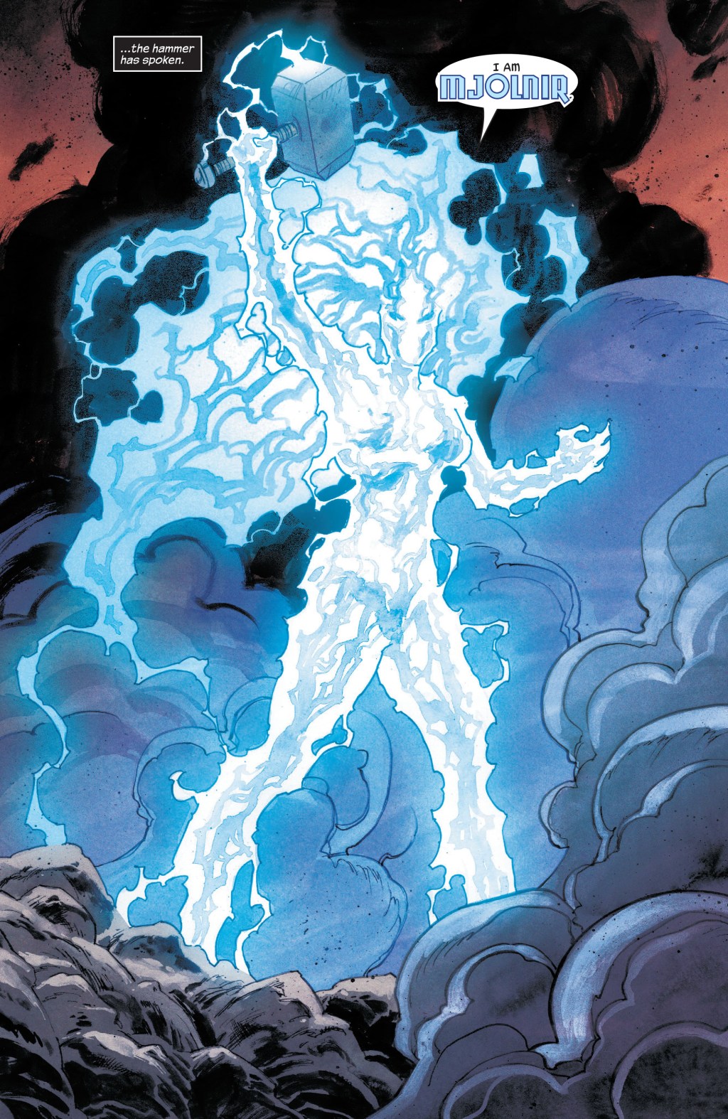 Mjolnir reveals herself as the God of Hammers in Thor Vol. 6 #20 "God of Hammers - Part Two of Five" (2022), Marvel Comics. Words by Donny Cates, art by Nic Klein, Matt Wilson, and Joe Sabino.