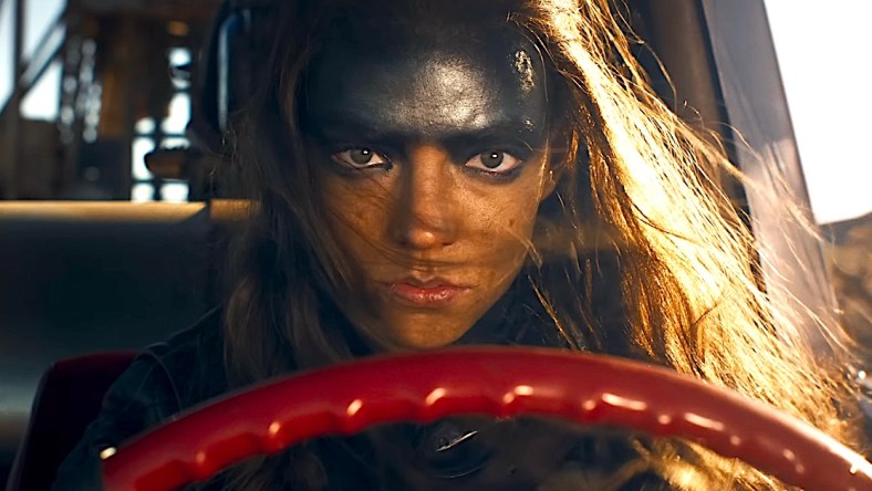 Furiosa (Anya Taylor-Joy) gets behind the wheel of a War Rig in Furiosa: A Mad Max Saga (2024), Warner Bros. Pictures