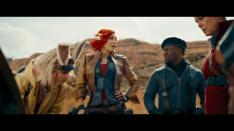 Lillith (Cate Blanchett) and Roland (Kevin Hart) prepare to head underground in Borderlands (2024), Lionsgate