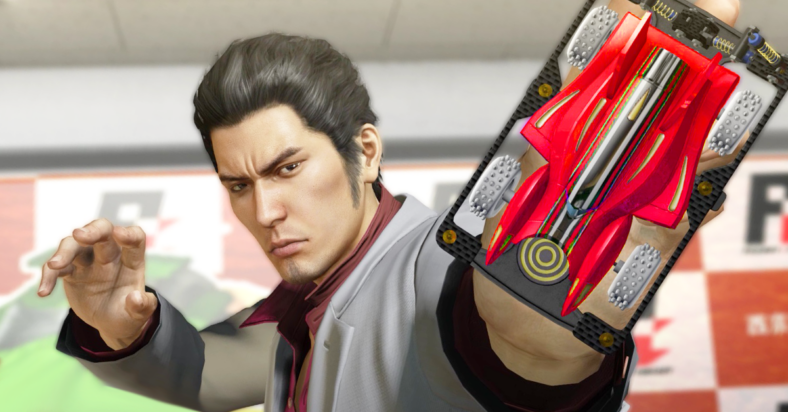 Kiryu (Takaya Kuroda) hits the stock car circuit in Yakuza Kiwami (2017), SEGA