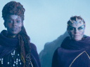 Aniseya (Jodie Turner-Smith) and Koril (Margarita Levieva) prepare to induct their children Mae (Leah Brady) and Osha (Lauren Brady) into their coven in The Acolyte Season 1 Episode 3 "Destiny" (2024), Disney