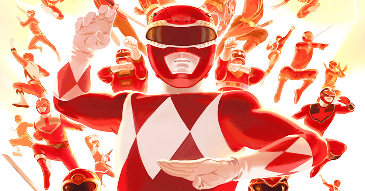 The Red Rangers assemble on Carlos Fabián Villa's variant cover to Mighty Morphin' Power Rangers Vol. 1 #26 (2018), BOOM! Studios