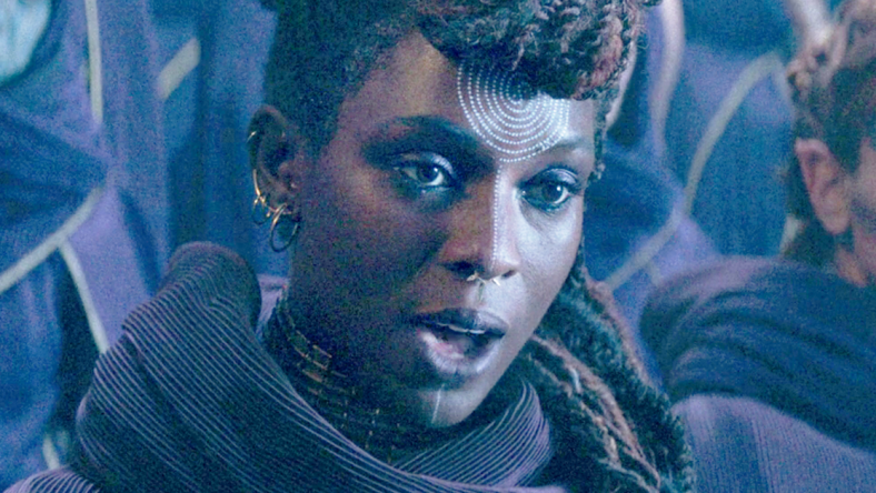 Aniseya (Jodie Turner-Smith) is wary of letting her daughters train with the Jedi in The Acolyte Season 1 Episode 3 "Destiny" (2024), Disney