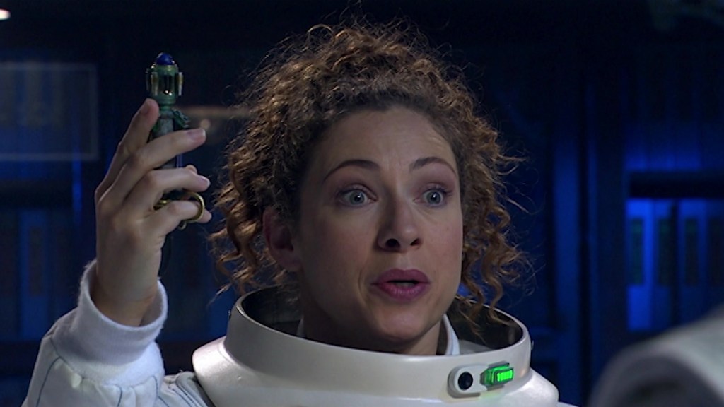 River Song (Alex Kingston) reveals she's in possession of a more advanced version of The Doctor's (David Tennant) sonic screwdriver in Doctor Who Series 4 Episode 8 "Silence in the Library" (2008), BBC