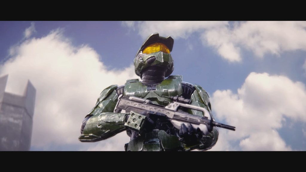 Master Chief (Steve Downes) bears witness to the Earth-bound arrival of the Covenant's main fleet in Halo 3 (2007), Bungie