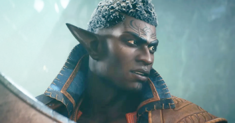 Davrin (Ike Amadi) steels himself against the Darkspawn in Dragon Age: The Veilguard (2024), BioWare