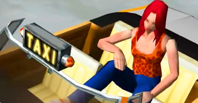 Gena starts the meter in Crazy Taxi (1999), Sega