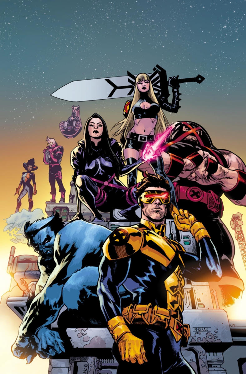 The latest incarnation of the titular mutant team assembles on Mahmud Asrar's variant cover to X-Men Vol. 7 #3 (2024), Marvel Comics