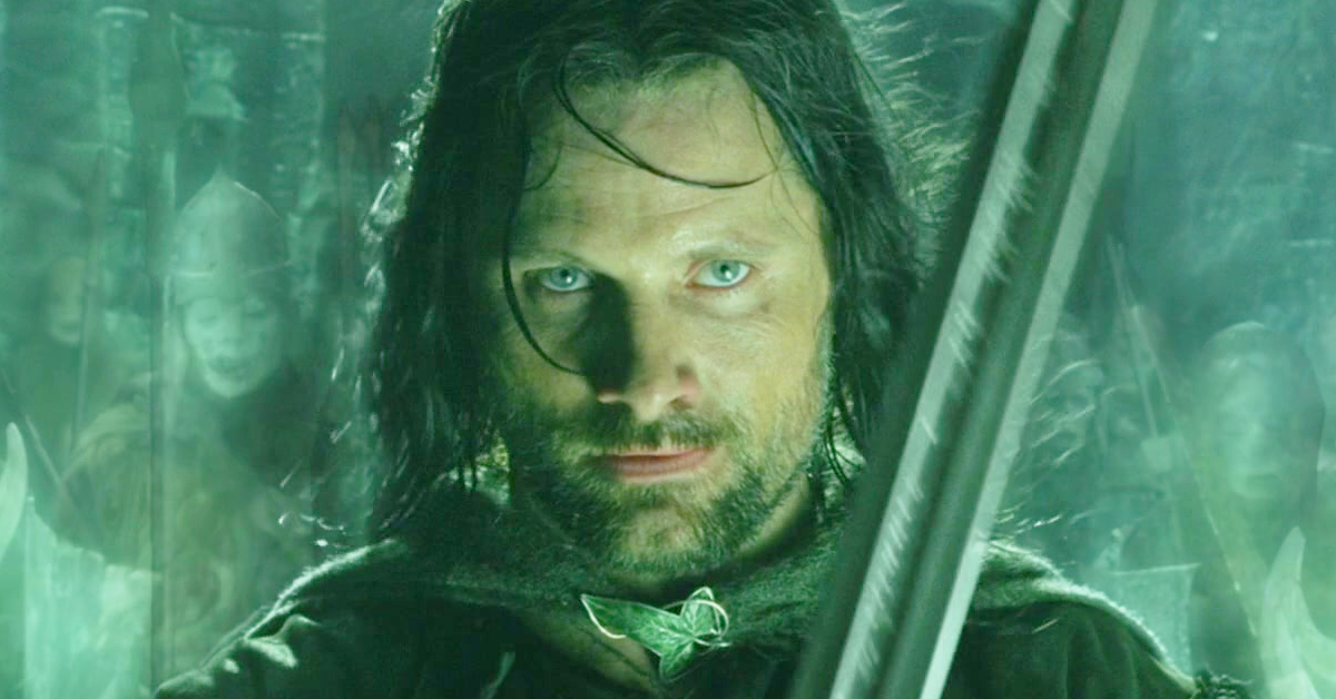 Aragorn (Viggo Mortensen) makes a deal with the King of the Dead (Paul Norell) in The Lord of the Rings: The Return of the King (2003), Warner Bros. Pictures